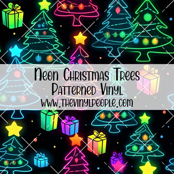 Neon Christmas Trees Patterned Vinyl