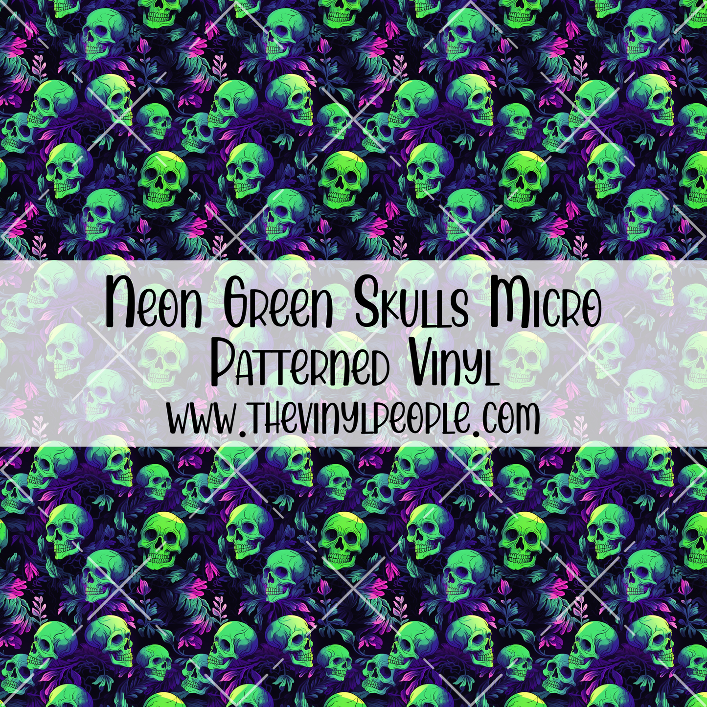 Neon Green Skulls Patterned Vinyl