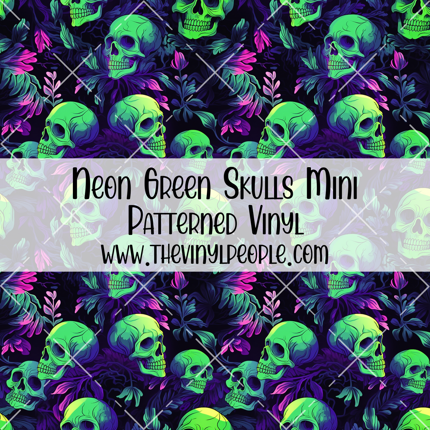 Neon Green Skulls Patterned Vinyl