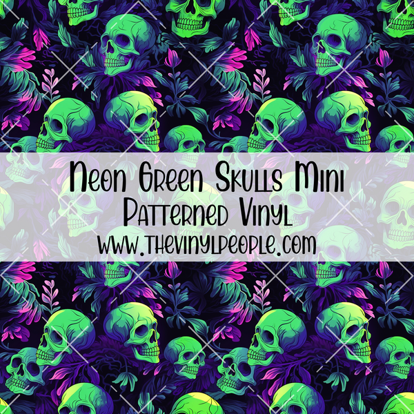 Neon Green Skulls Patterned Vinyl TheVinylPeople
