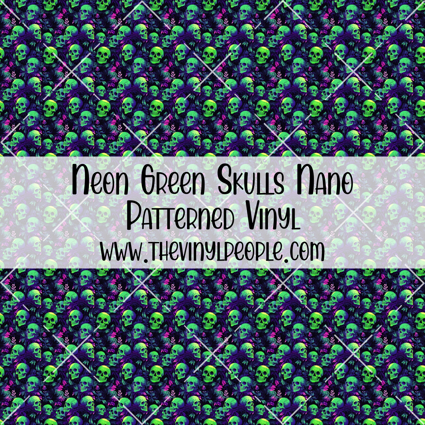 Neon Green Skulls Patterned Vinyl