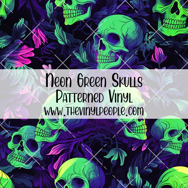Neon Green Skulls Patterned Vinyl TheVinylPeople