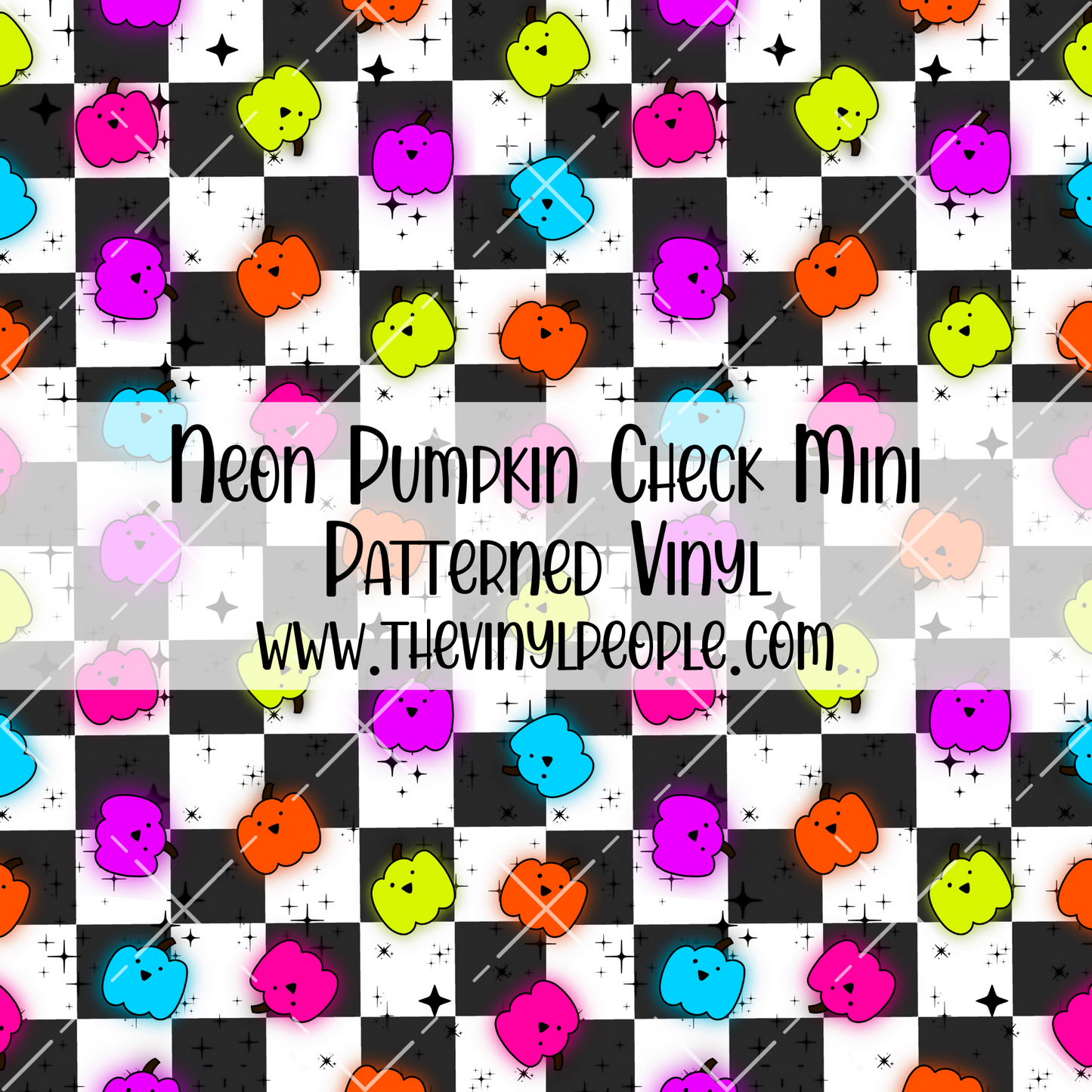 Neon Pumpkin Check Patterned Vinyl