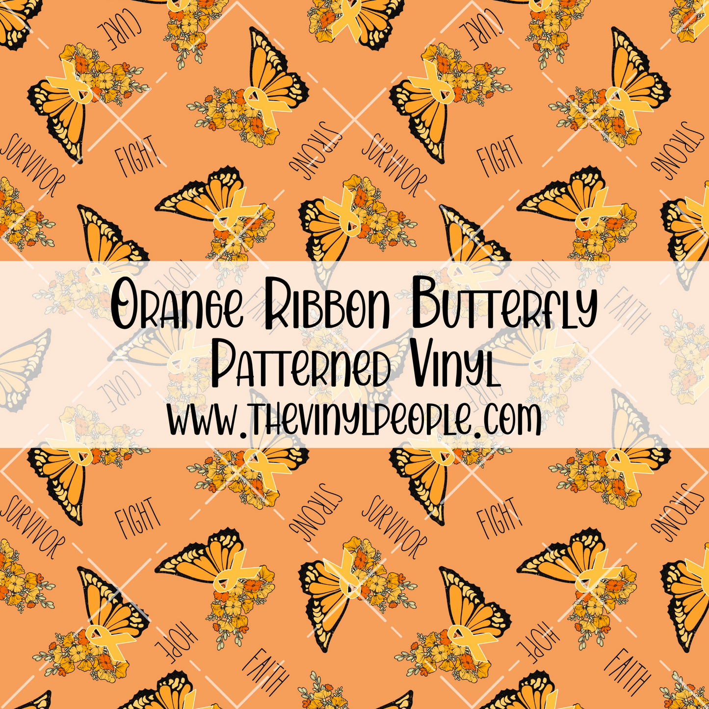 Orange Ribbon Butterfly Patterned Vinyl