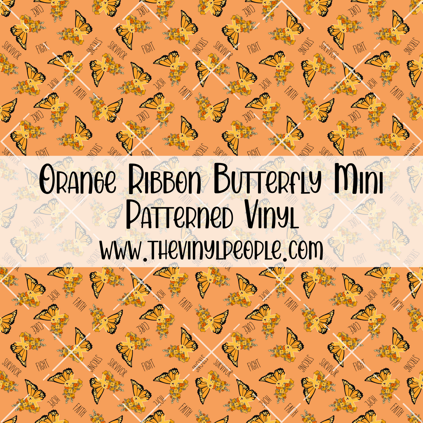 Orange Ribbon Butterfly Patterned Vinyl