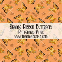 Orange Ribbon Butterfly Patterned Vinyl