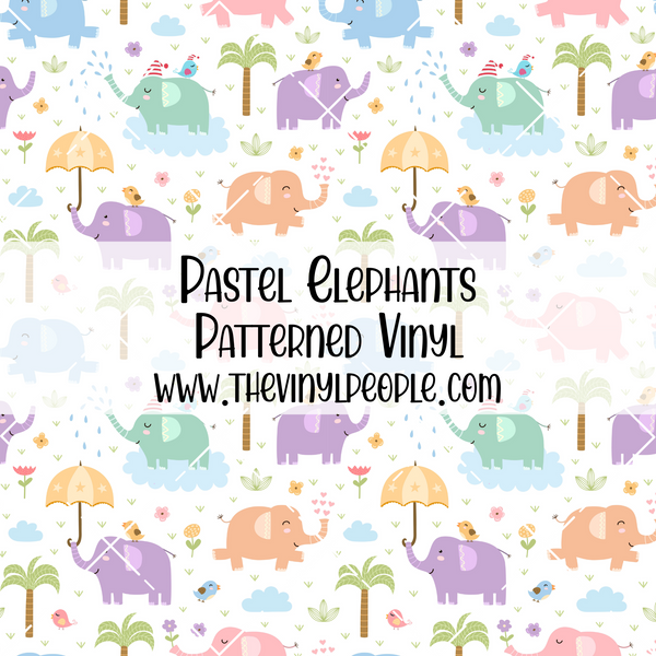Pastel Elephants Patterned Vinyl