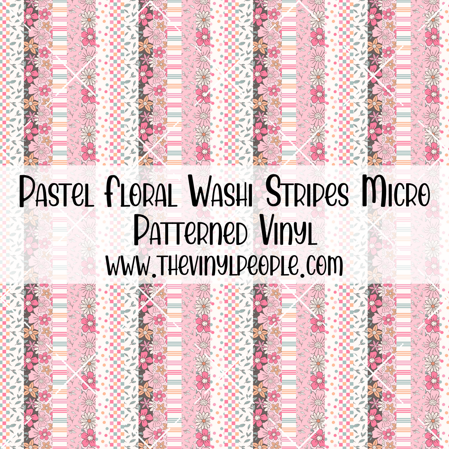Pastel Floral Washi Stripes Patterned Vinyl