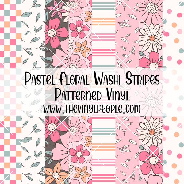 Pastel Floral Washi Stripes Patterned Vinyl – TheVinylPeople