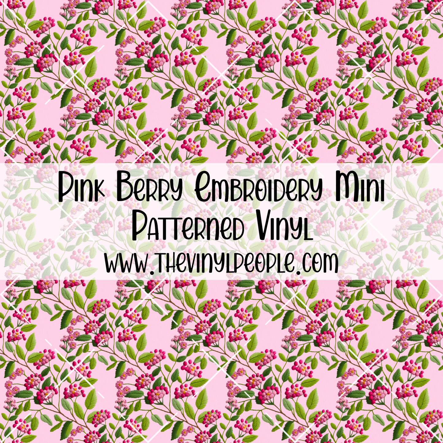 Pink Berry Embroidery Patterned Vinyl