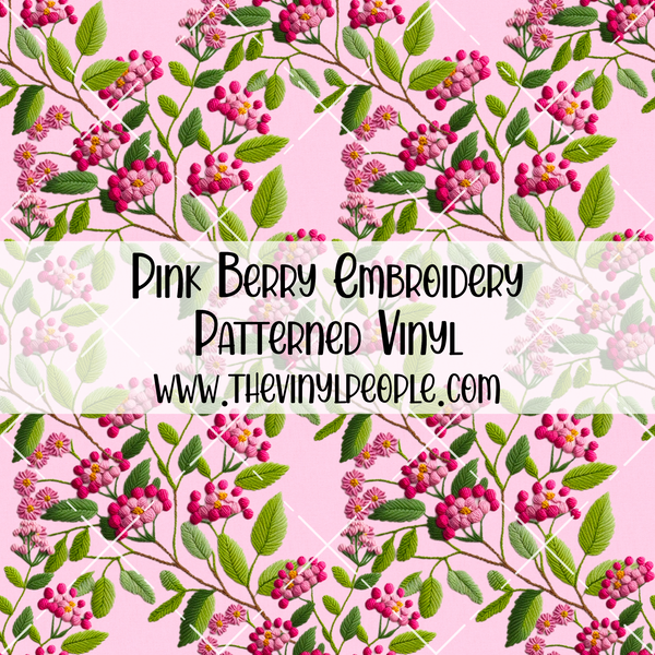 Pink Berry Embroidery Patterned Vinyl