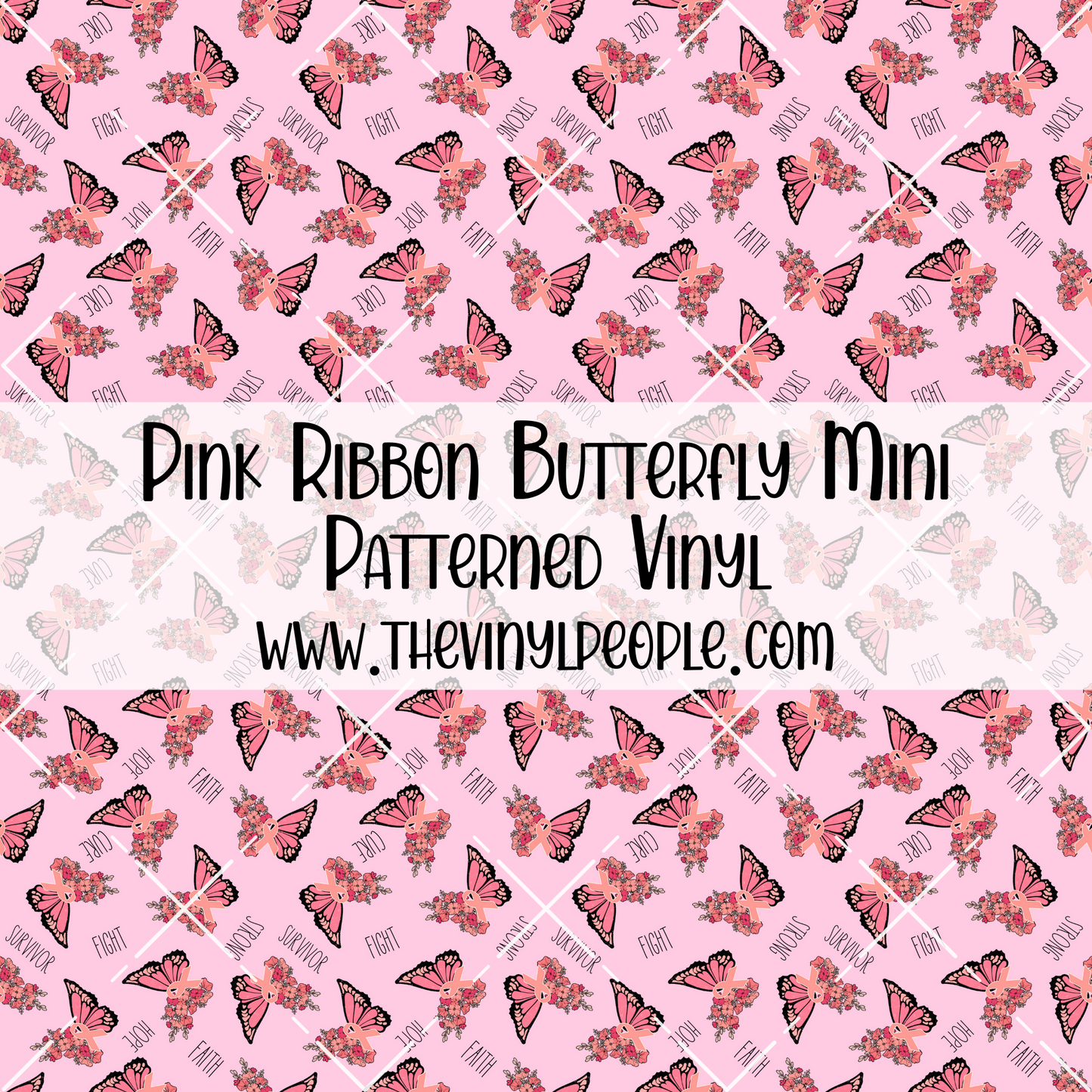 Pink Ribbon Butterfly Patterned Vinyl