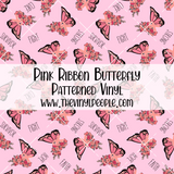 Pink Ribbon Butterfly Patterned Vinyl
