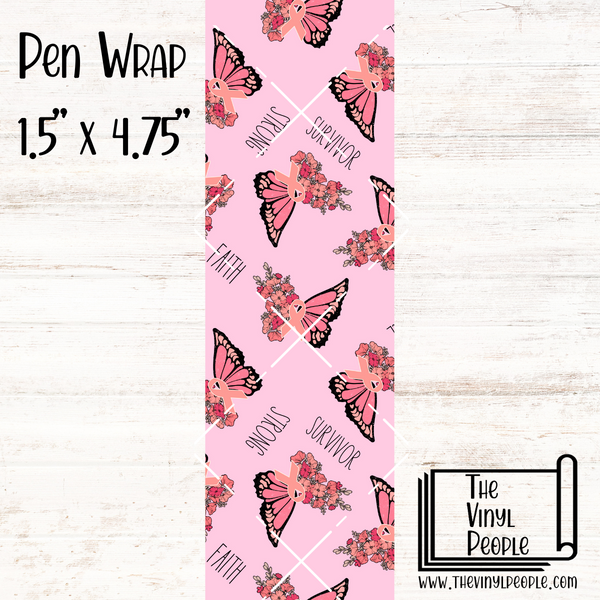 Pink Ribbon Butterfly Pen Wrap