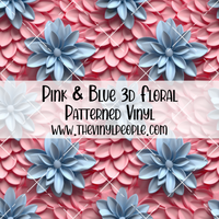 Pink & Blue 3D Floral Patterned Vinyl
