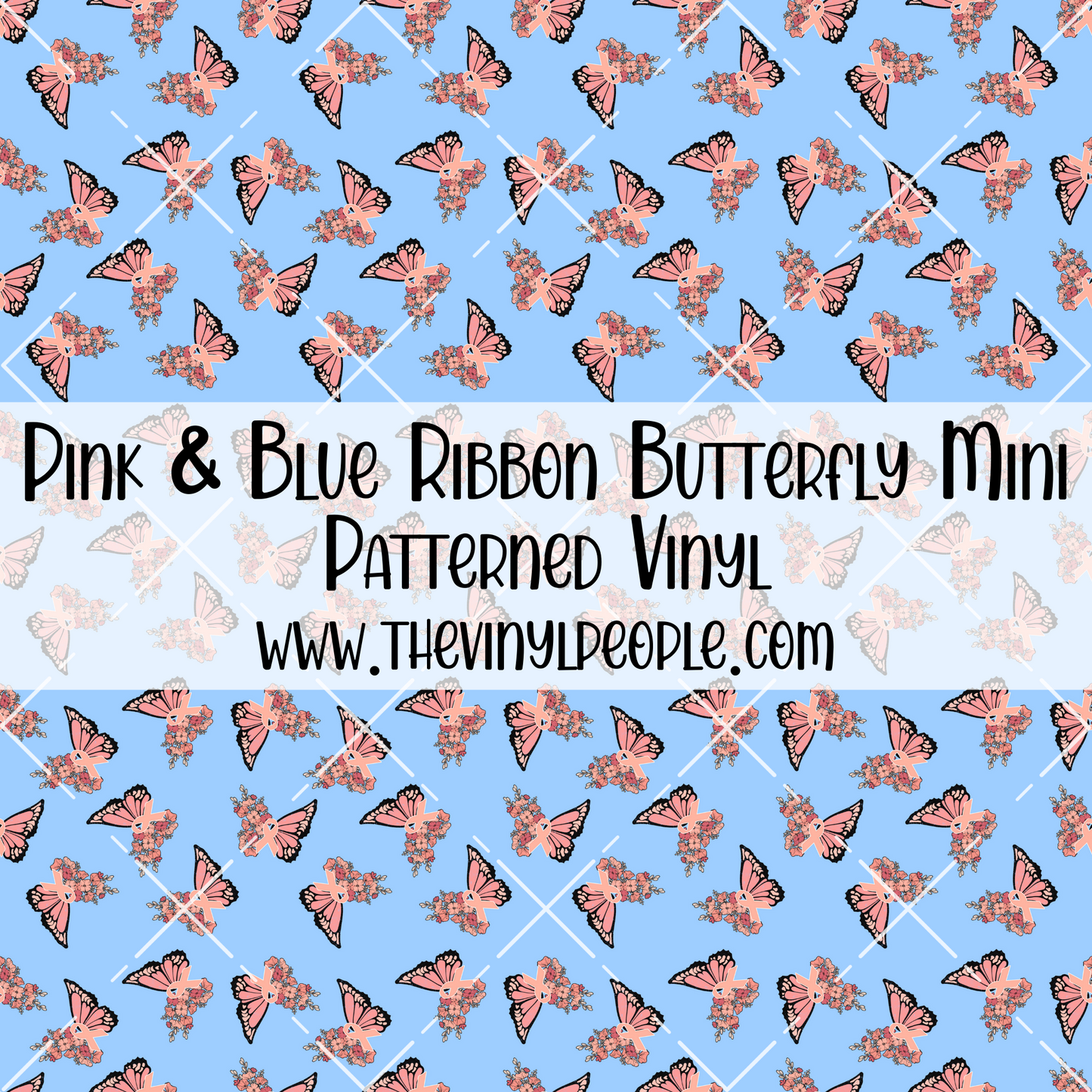 Pink & Blue Ribbon Butterfly Patterned Vinyl