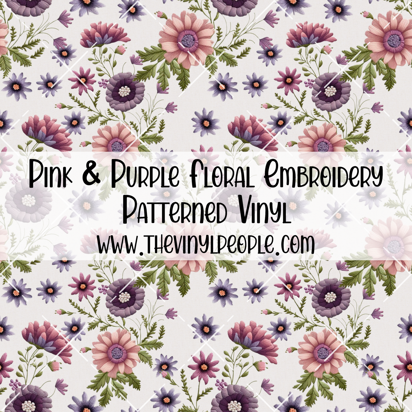 Pink & Purple Floral Embroidery Patterned Vinyl