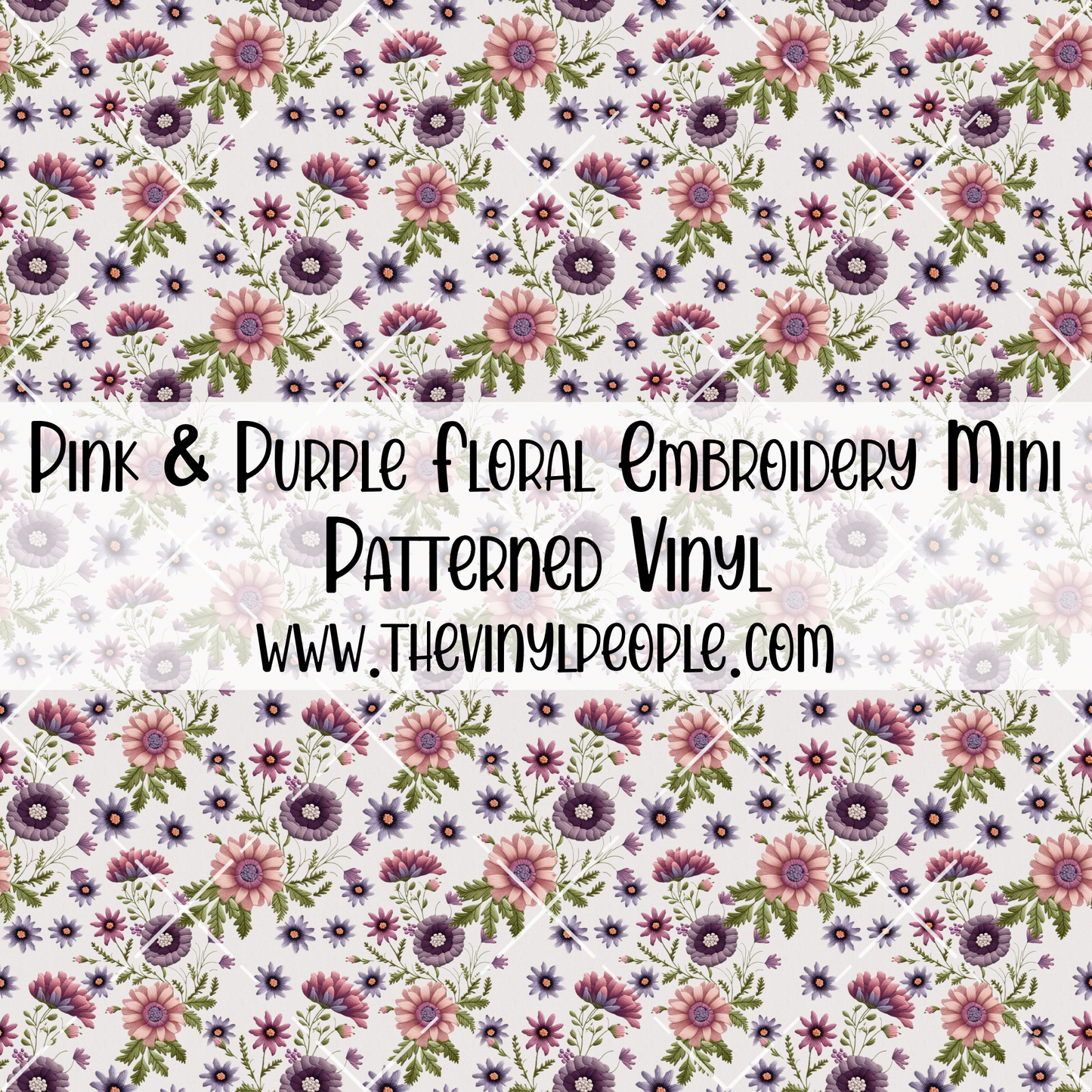 Pink & Purple Floral Embroidery Patterned Vinyl