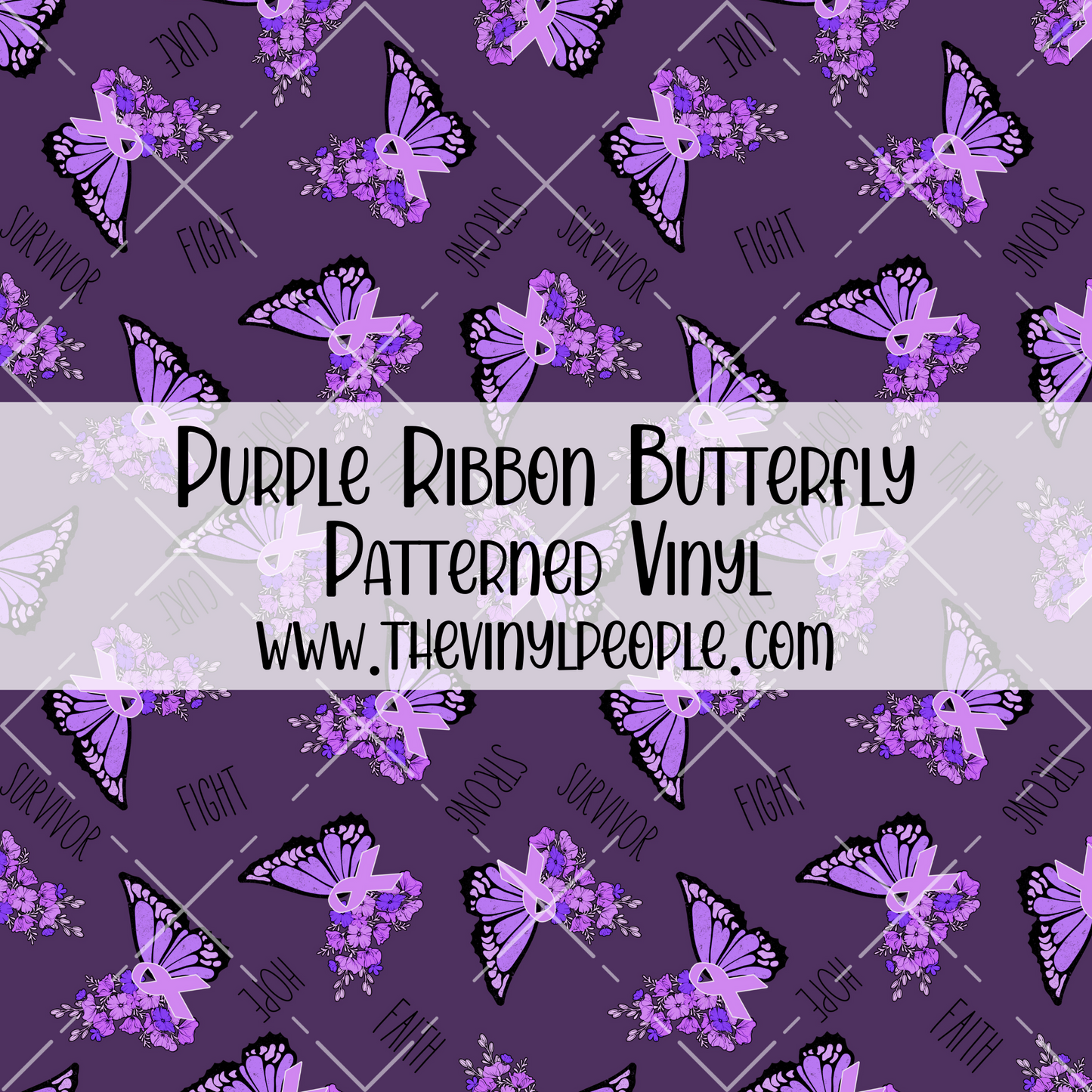 Purple Ribbon Butterfly Patterned Vinyl