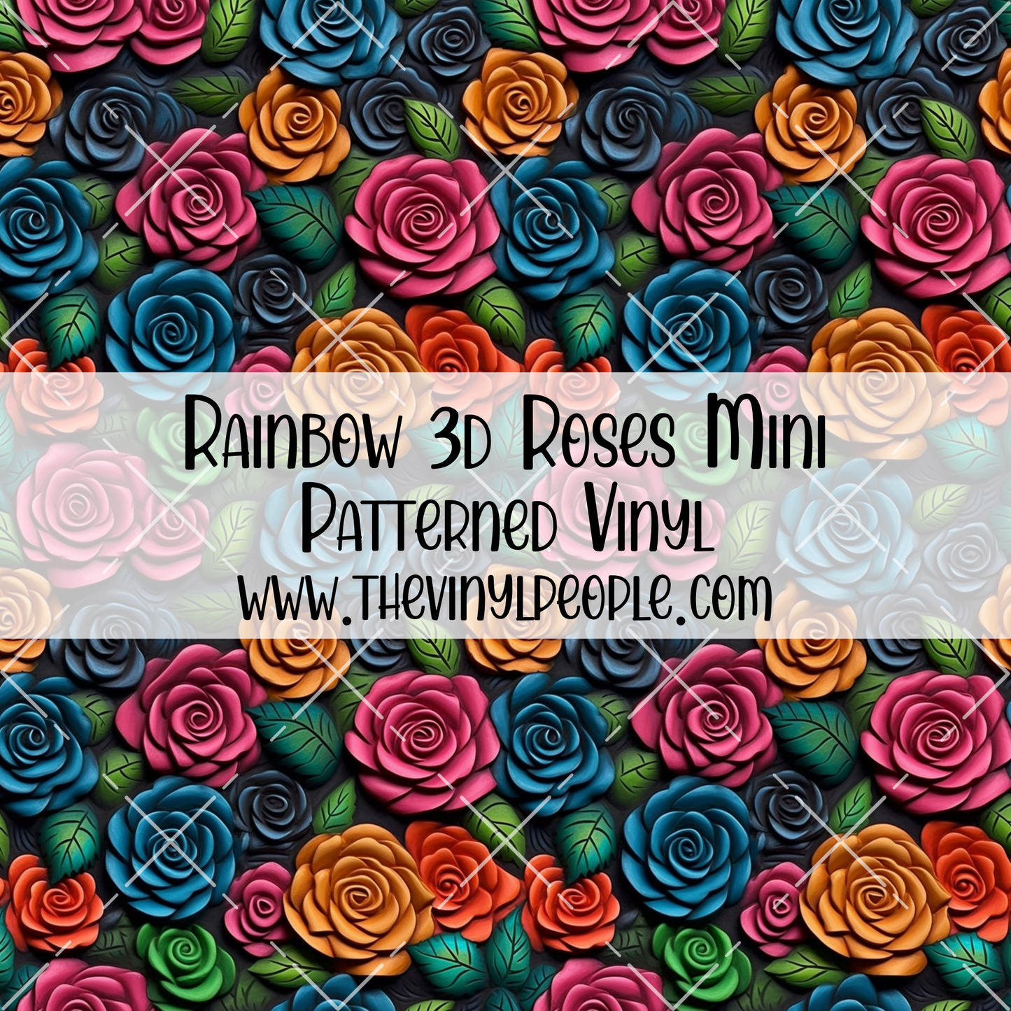 Rainbow 3D Roses Patterned Vinyl