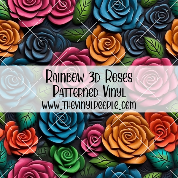 Rainbow 3D Roses Patterned Vinyl