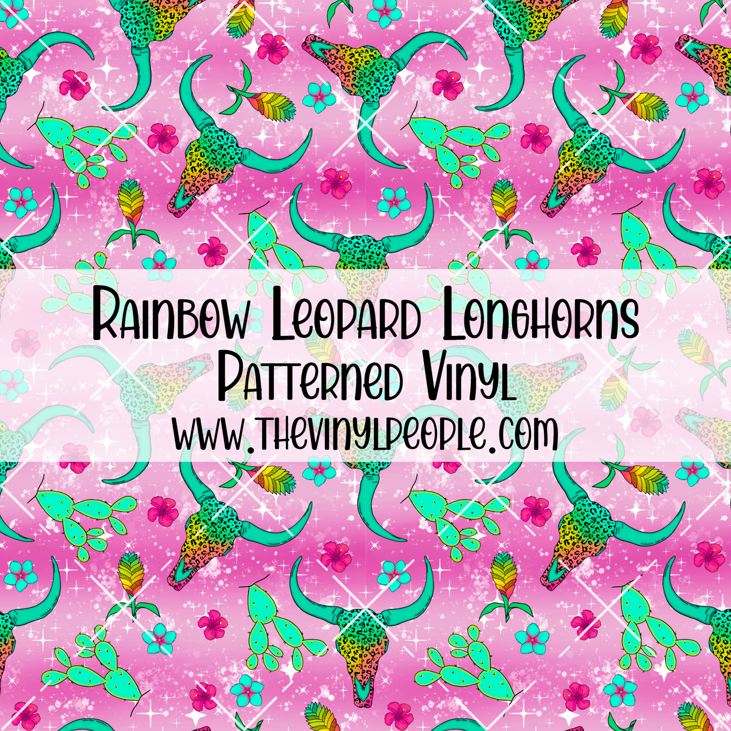 Rainbow Leopard Longhorns Patterned Vinyl