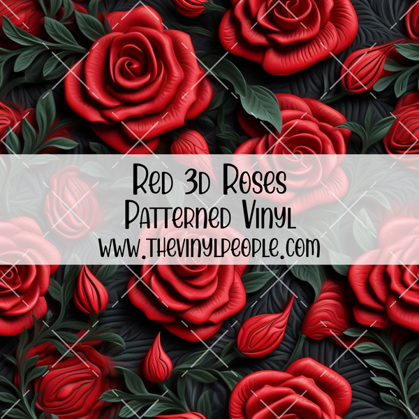 Red 3D Roses Patterned Vinyl