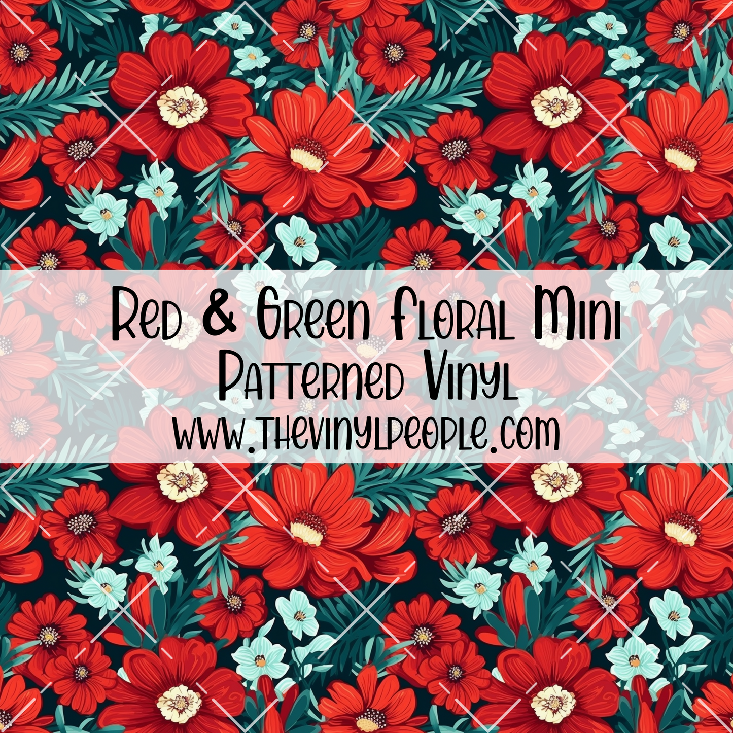 Red & Green Floral Patterned Vinyl