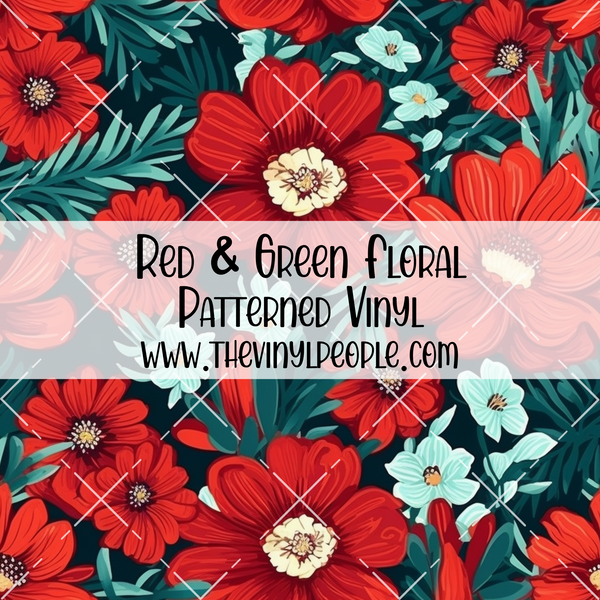 Red & Green Floral Patterned Vinyl