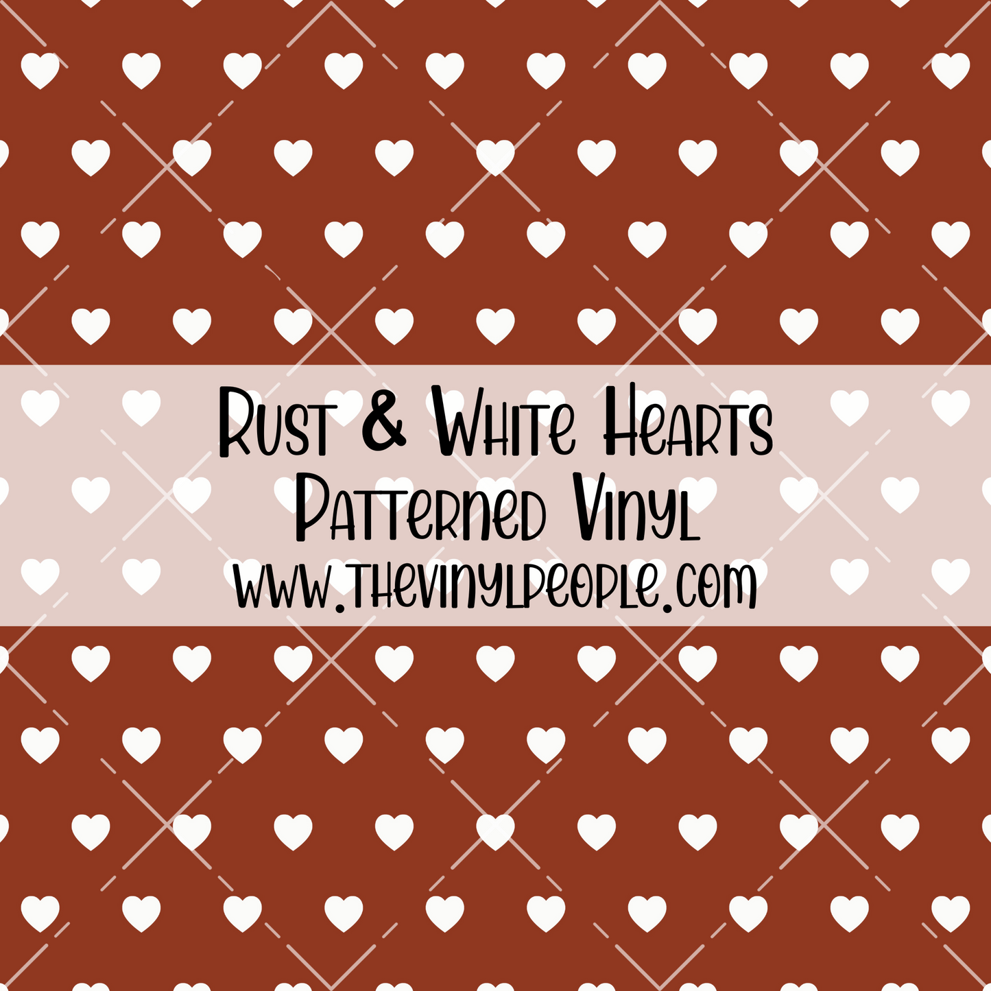 Rust & White Hearts Patterned Vinyl