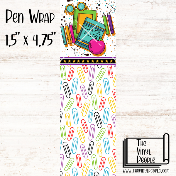 School Rules Paperclips Pen Wrap