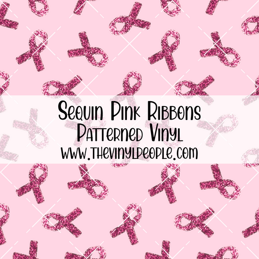 Sequin Pink Ribbons Patterned Vinyl