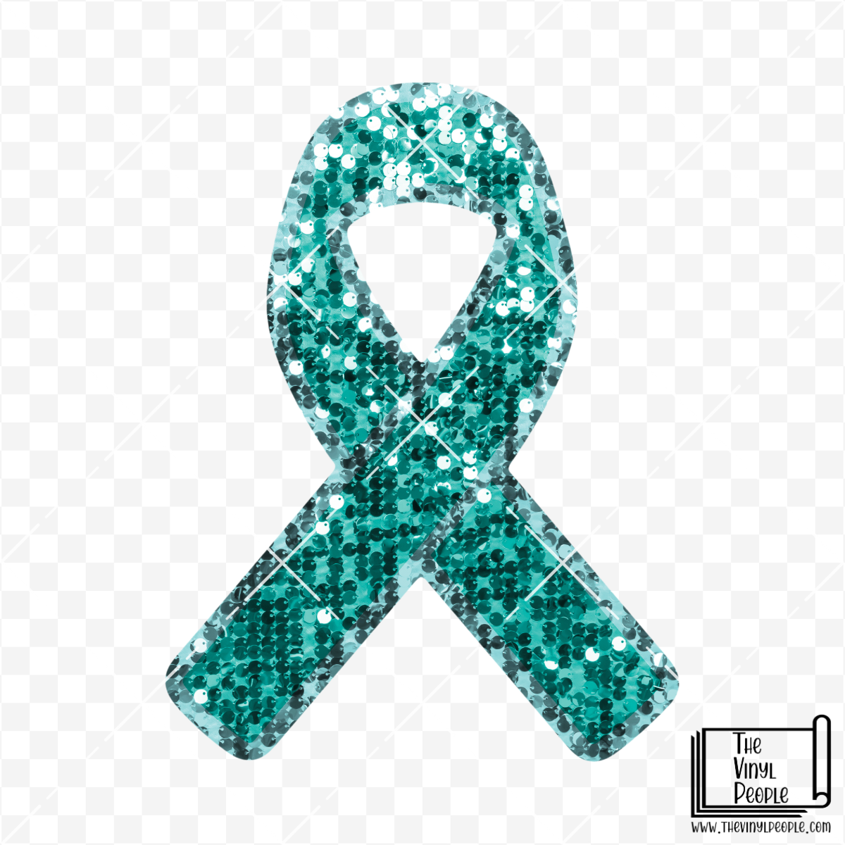 Sequin Teal Ribbon Vinyl Decal