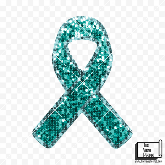 Sequin Teal Ribbon Vinyl Decal