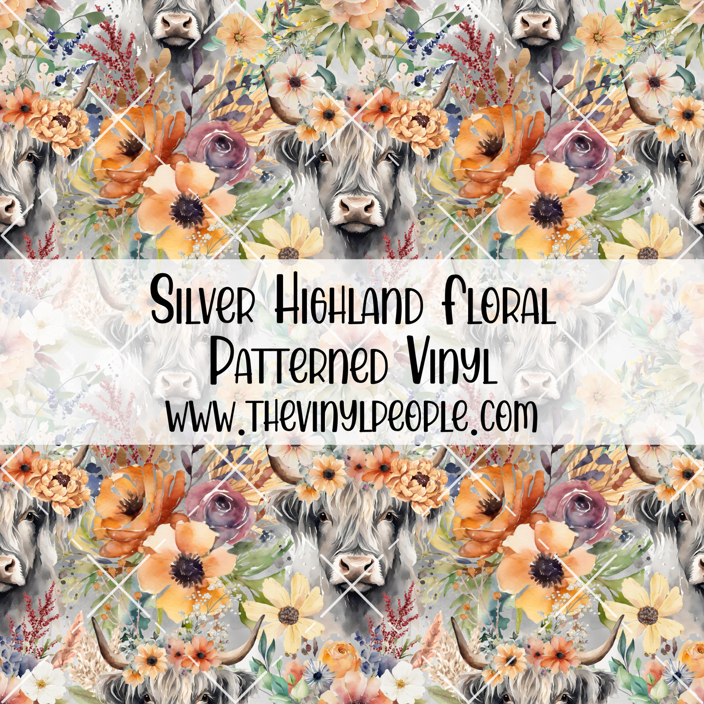 Silver Highland Floral Patterned Vinyl