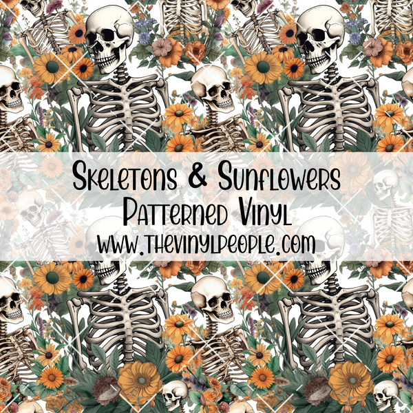 Skeletons & Sunflowers Patterned Vinyl