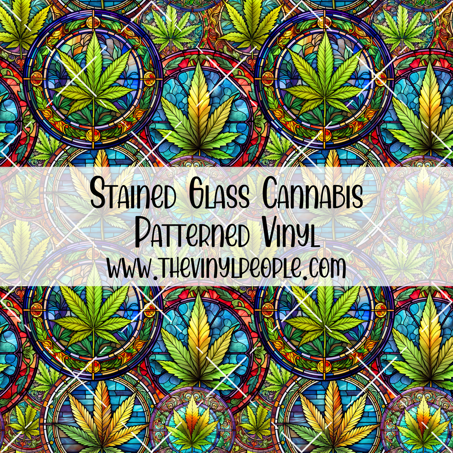 Stained Glass Cannabis Patterned Vinyl