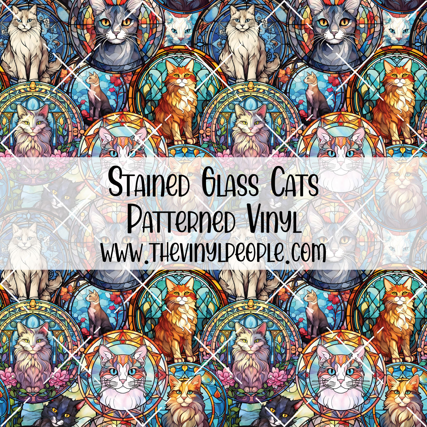 Stained Glass Cats Patterned Vinyl