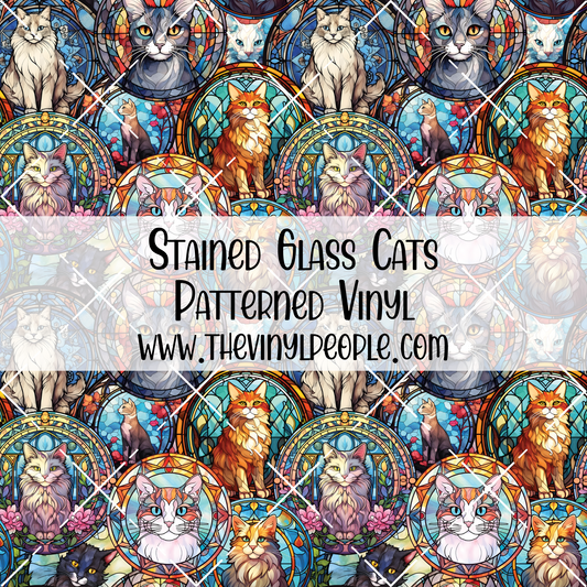 Stained Glass Cats Patterned Vinyl