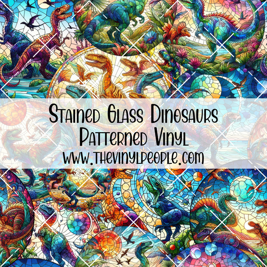 Stained Glass Dinosaurs Patterned Vinyl