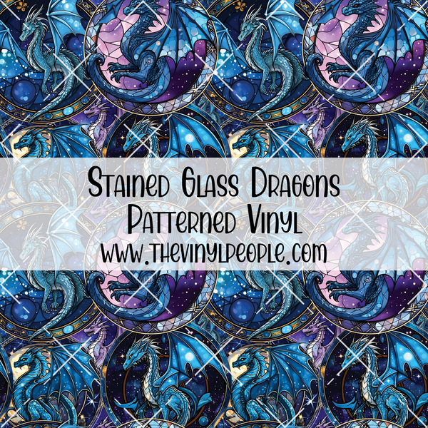 Stained Glass Dragons Patterned Vinyl
