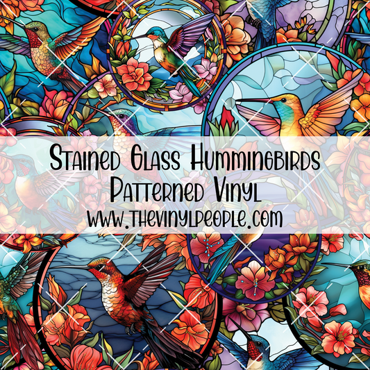 Stained Glass Hummingbirds Patterned Vinyl