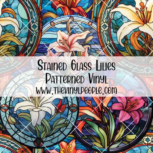 Stained Glass Lilies Patterned Vinyl
