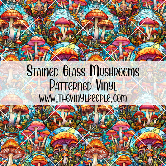 Stained Glass Mushrooms Patterned Vinyl