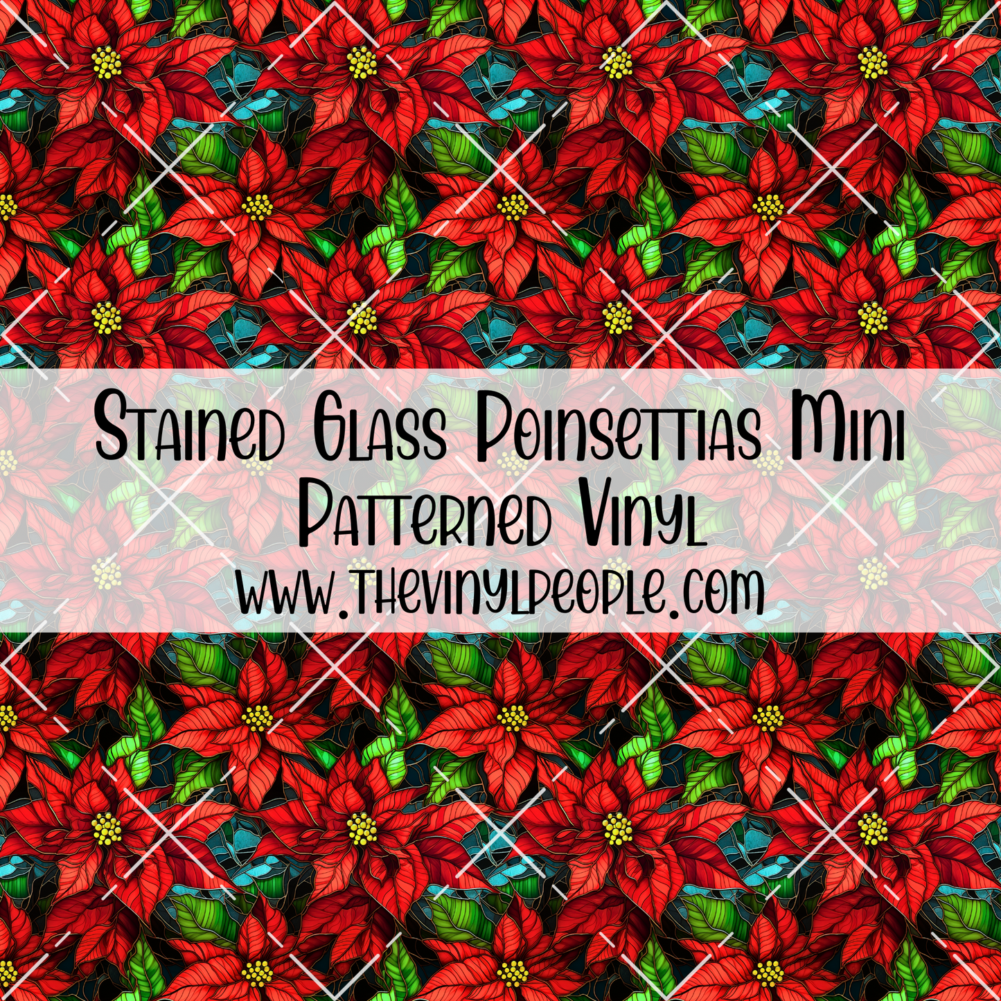 Stained Glass Poinsettias Patterned Vinyl