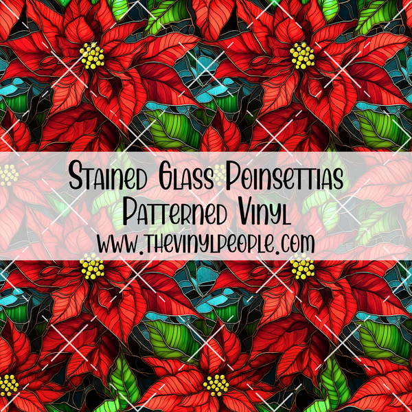 Stained Glass Poinsettias Patterned Vinyl