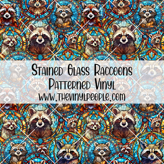 Stained Glass Raccoons Patterned Vinyl