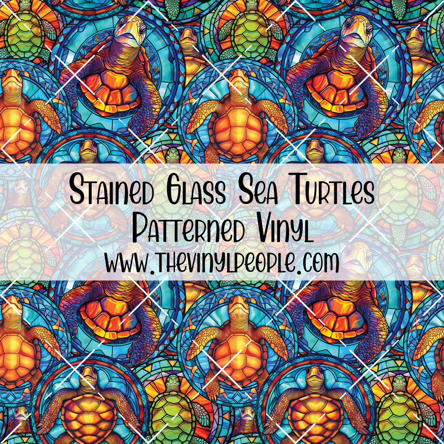 Stained Glass Sea Turtles Patterned Vinyl