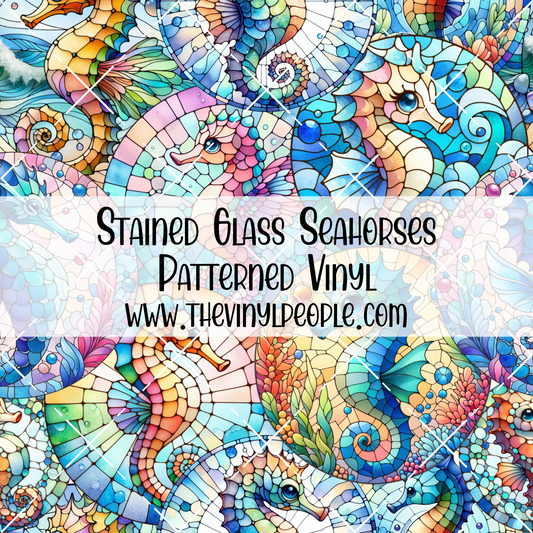 Stained Glass Seahorses Patterned Vinyl