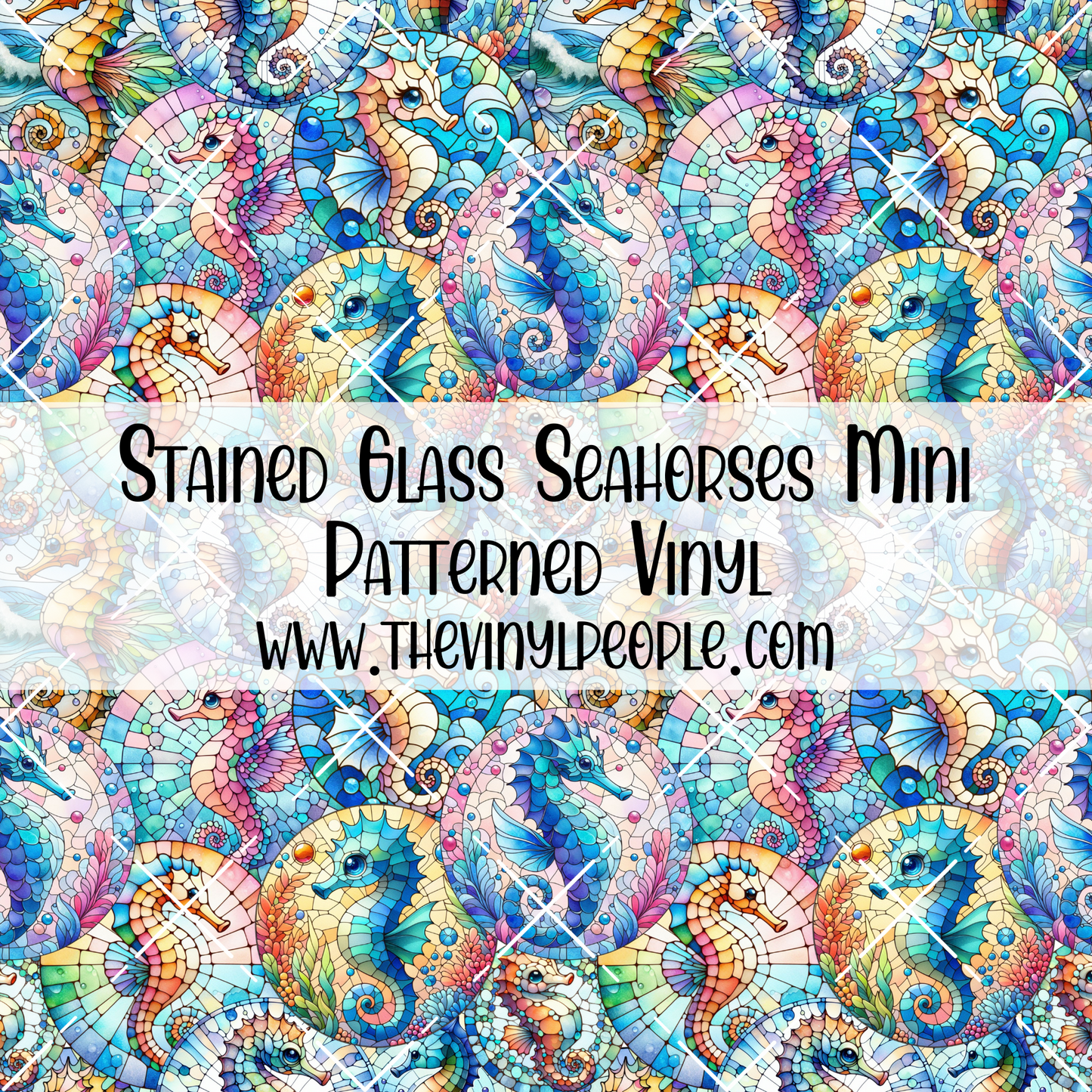 Stained Glass Seahorses Patterned Vinyl